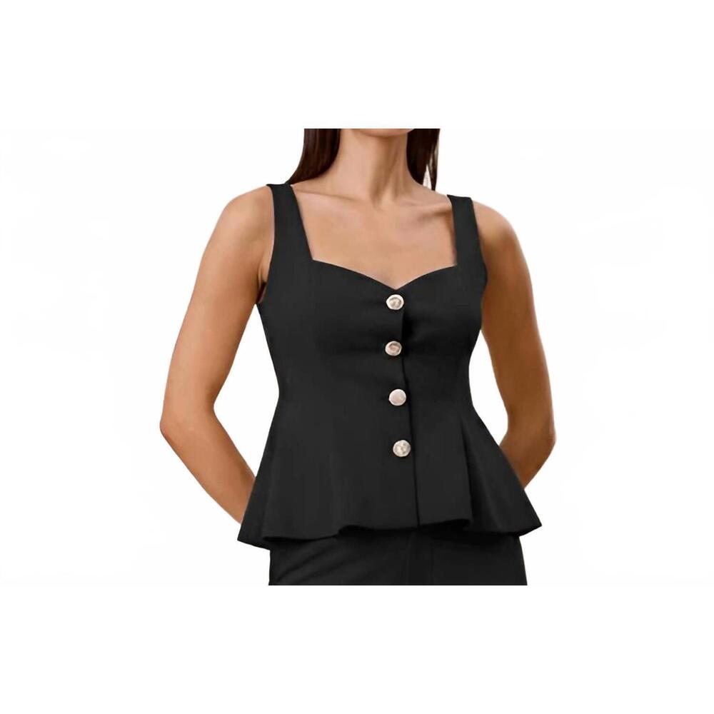 NEW ABLE sweetheart neck flare top in black
